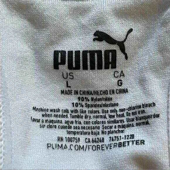Puma Sports Bra White Wireless Race Back Pullover Size L - Picture 7 of 8